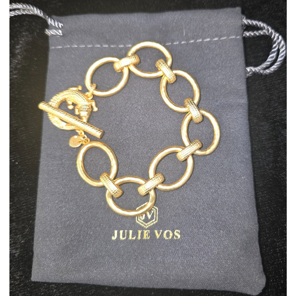 Julie Vos Jewelry - Julie Vos 24K Gold Plated Alligator Large Link Bracelet + Pouch NWOT - MSRP=$235